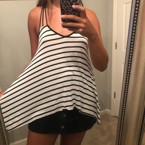 black/white striped tank top